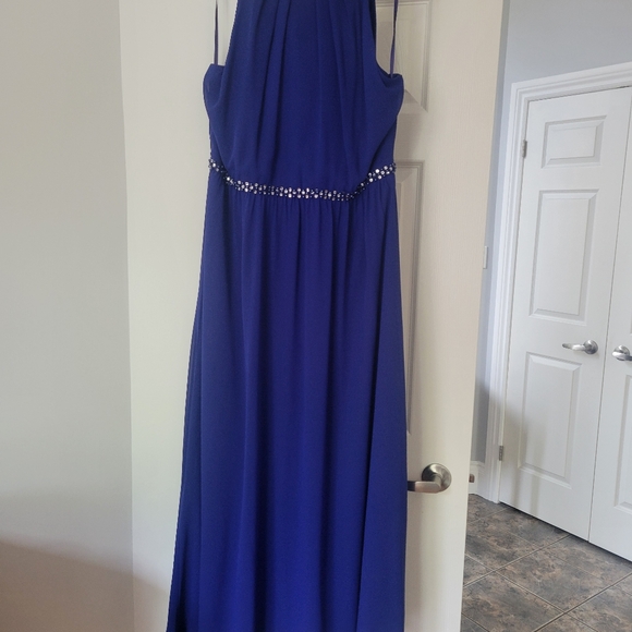 Cobalt/royal/bright Blue Halter Ballgown,formal,prom,wedding Floorlength Dress16 - Picture 3 of 9